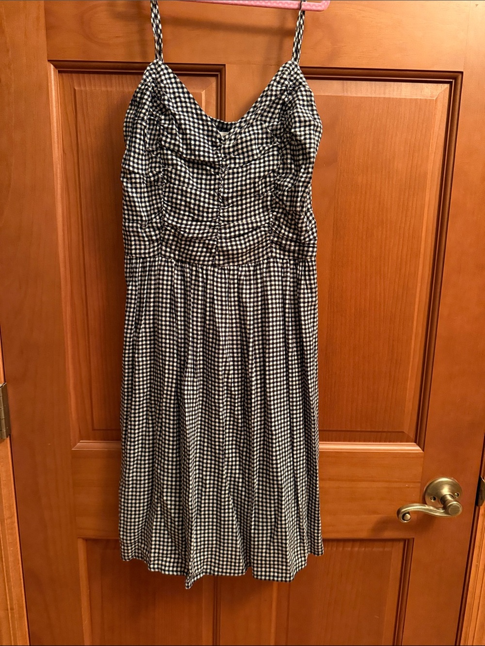 Maurices Black and White Gingham Midi Dress with Spaghetti Straps